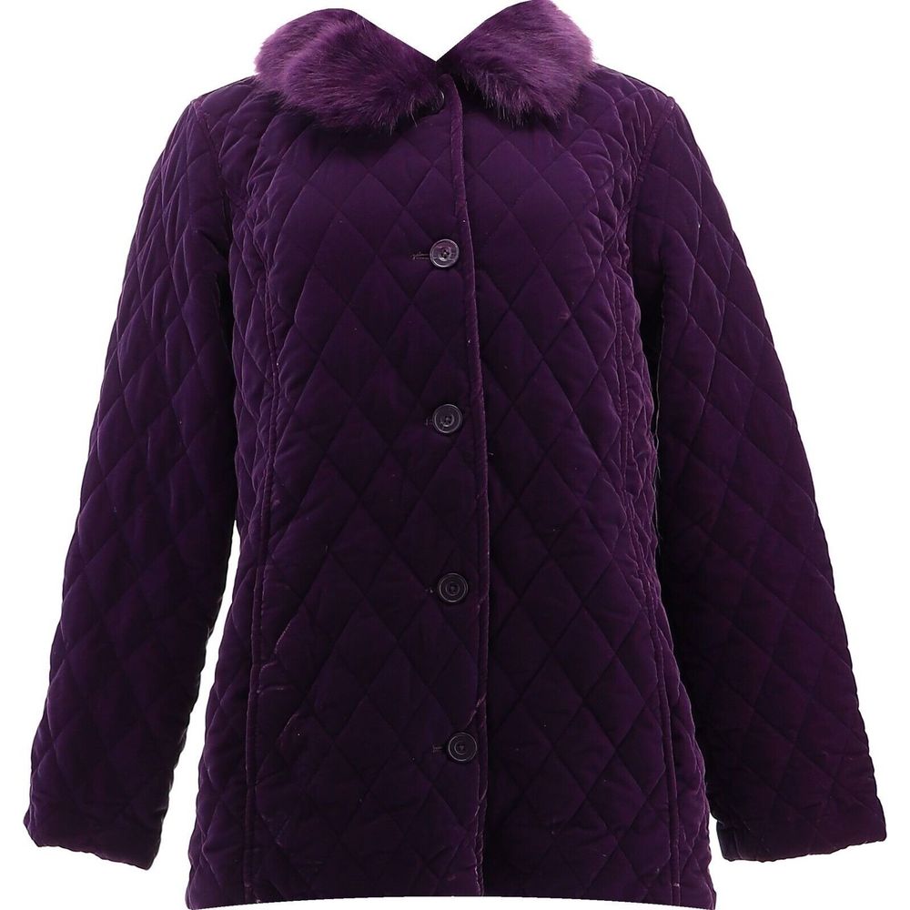 Isaac Mizrahi Quilted Velvet Coat Auberine A4628968